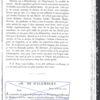 Lettre de Frédéric II à D'Alembert, 7 janvier 1774