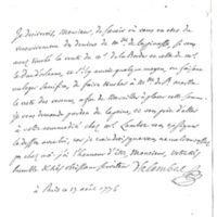 Lettre de D'Alembert à Hebert, 13 août 1776