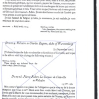 Lettre de Voltaire à D'Alembert, 15 septembre 1761