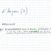 Lettre de D'Alembert à Anjou, 20 août 1774
