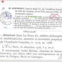 Lettre de D'Alembert à Vergennes, 30 décembre 1776