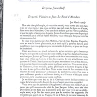 Lettre de Voltaire à D'Alembert, 12 mars 1766