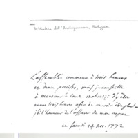 Lettre de D'Alembert à Malvezzi, 14 novembre 1772