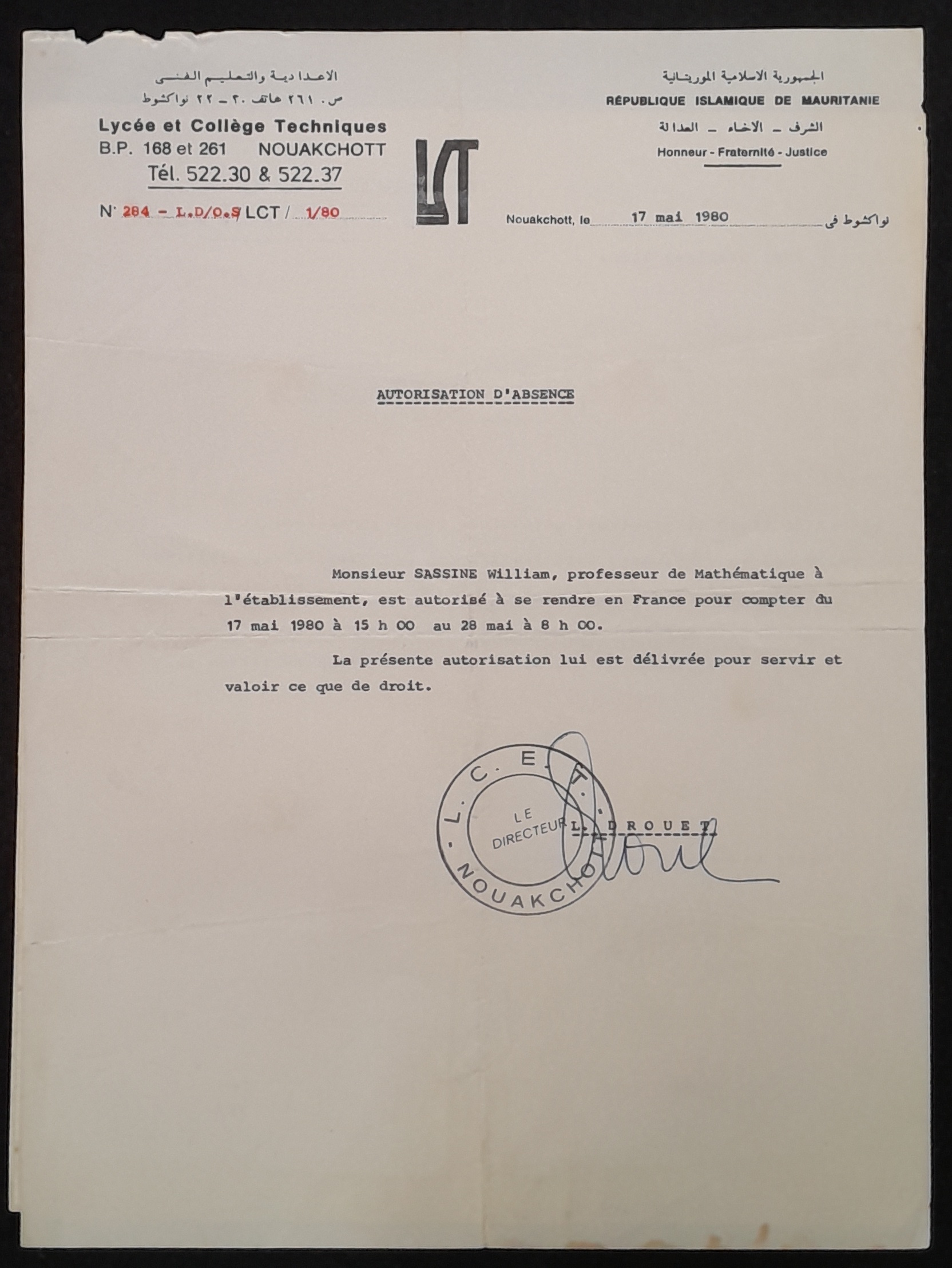 13.3 Mauritanie, autorisation d'absence.jpg