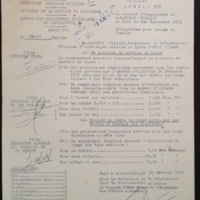  Annexe 2  au contrat d&#039;engagement de Williams Sassine en date du 1er Sept. 1973 : Allocations allouées par le Ministère.