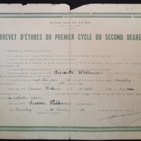Brevet d&#039;études du premier cycle du second degré obtenu le 23 juin 1960