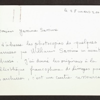 Corrrespondances Monique Blin à Famille Sassine 