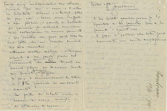Lettre de Riccardo Zandona à Carlo Clausettii, 1920-7-13 Lettre de Riccardo Zandona à Carlo Clausettii, 1920-7-13