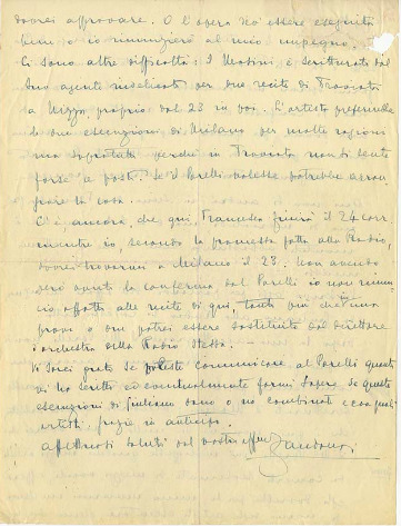 Lettre de Riccardo Zandonai à Renzo Valcarenghi, 1929-3-10