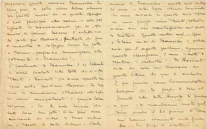 Lettre de Riccardo Zandonai à Tito II Ricordi, 1914-3-10 Lettre de Riccardo Zandonai à Tito II Ricordi, 1914-3-10