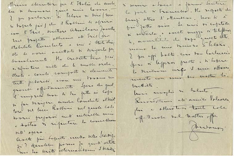 Lettre de Riccardo Zandonai à Carlo Clausetti, 1920-7-25 Lettre de Riccardo Zandonai à Carlo Clausetti, 1920-7-25
