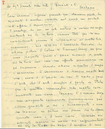 Lettre de Riccardo Zandonai aux Editions Ricordi, 1930-2-28 Lettre de Riccardo Zandonai aux Editions Ricordi, 1930-2-28