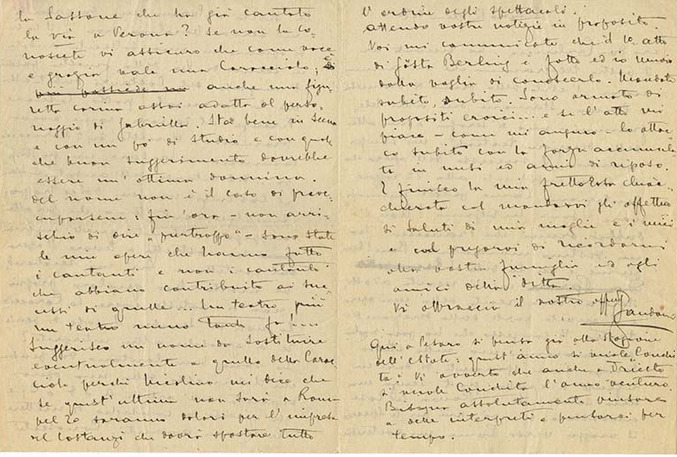 Lettre de Riccardo Zandonai à Carlo Clausetti, 1920-1-12 Lettre de Riccardo Zandonai à Carlo Clausetti, 1920-1-12