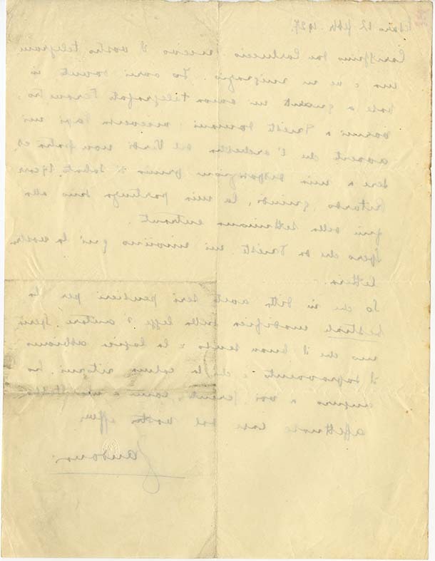 Lettre de Riccardo Zandona à Carlo Clausettii, 1927-2-12 Lettre de Riccardo Zandona à Carlo Clausettii, 1927-2-12