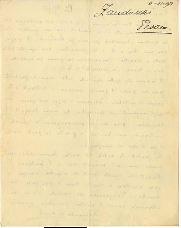 Lettre de Riccardo Zandonai à Carlo Clausetti, 1931-11-6