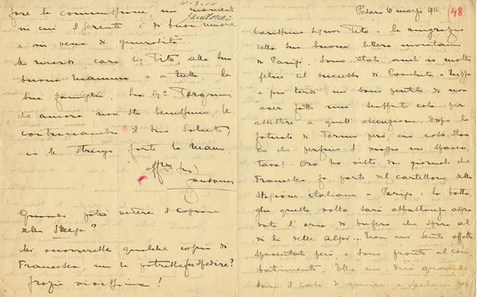 Lettre de Riccardo Zandonai à Tito II Ricordi, 1914-3-10 Lettre de Riccardo Zandonai à Tito II Ricordi, 1914-3-10