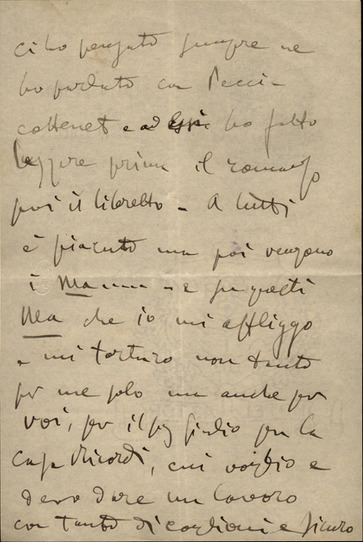 Lettre de Giacomo Puccini à Giulio Ricordi, 1907-2-18