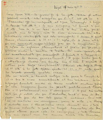 Lettre de Riccardo Zandonai à Tito II Ricordii, 1913-12-27 Lettre de Riccardo Zandonai à Tito II Ricordii, 1913-12-27