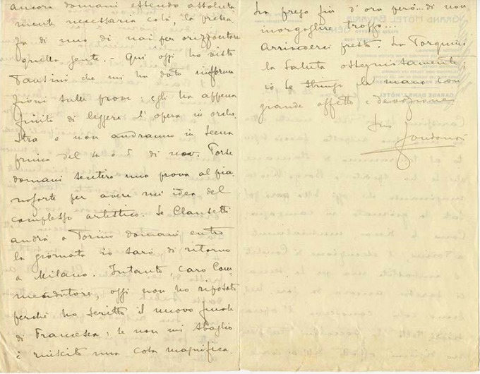 Lettre de Riccardo Zandonai à Tito II Ricordi, 1913-10-26