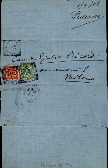 Lettre de Giacomo Puccini à Giulio Ricordi, 1906-03-1