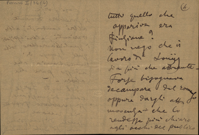Lettre de Giacomo Puccini à Giulio Ricordi, 1907-4-11