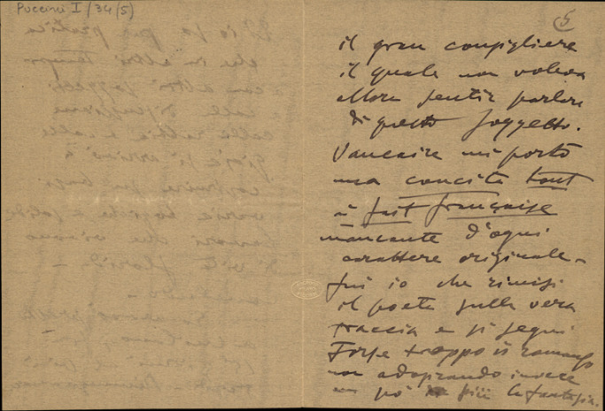 Lettre de Giacomo Puccini à Giulio Ricordi, 1907-4-11