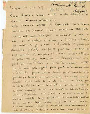 Lettre de Riccardo Zandonai à Renzo Valcarenghi, 1927-11-24 Lettre de Riccardo Zandonai à Renzo Valcarenghi, 1927-11-24