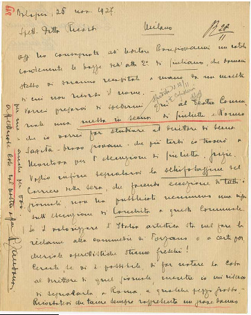 Lettre de Riccardo Zandonai aux Editions Ricordi, 1927-11-25 Lettre de Riccardo Zandonai aux Editions Ricordi, 1927-11-25