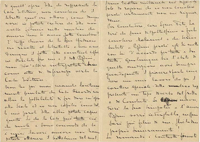 Lettre de Riccardo Zandonai à Tito II Ricordi, 1911-5-11 Lettre de Riccardo Zandonai à Tito II Ricordi, 1911-5-11