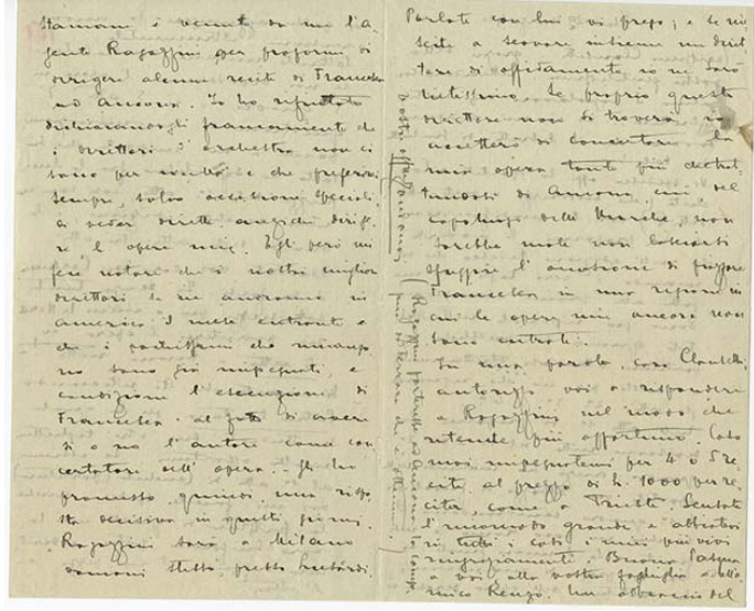 Lettre de Riccardo Zandonai à Carlo Clausetti, 1920-3-29 Lettre de Riccardo Zandonai à Carlo Clausetti, 1920-3-29