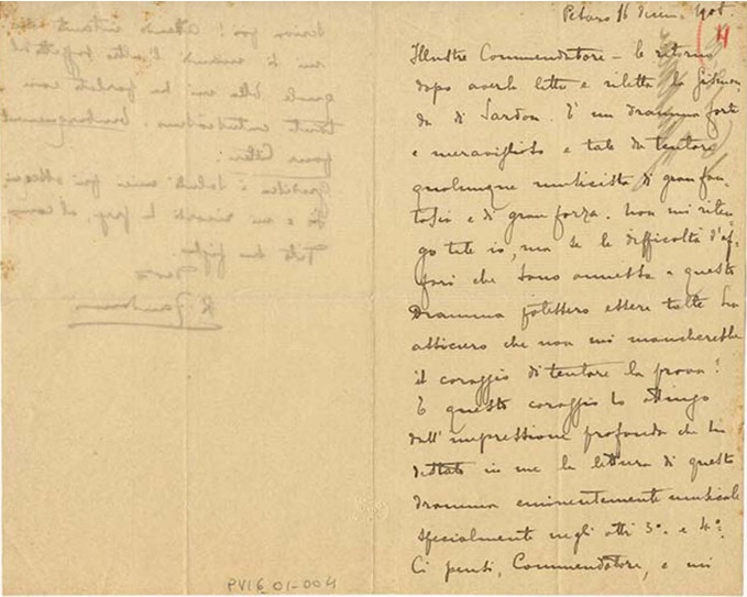 Lettre de Riccardo Zandonai à Giulio Ricordi, 1907-12-16 Lettre de Riccardo Zandonai à Giulio Ricordi, 1907-12-16