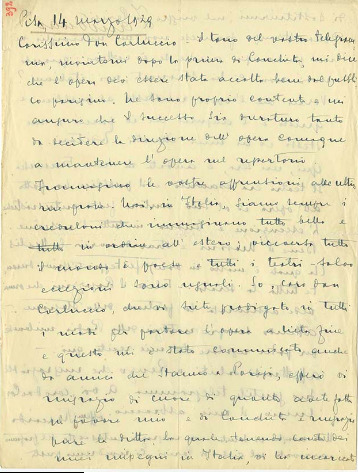 Lettre de Riccardo Zandonai à Carlo Clausetti, 1929-3-14 Lettre de Riccardo Zandonai à Carlo Clausetti, 1929-3-14