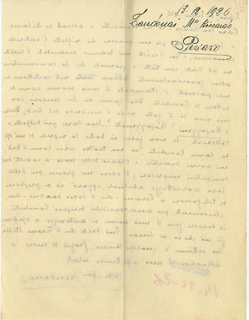 Lettre de Riccardo Zandonai à Renzo Valcarenghi, 1926-12-13