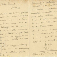 Lettre de Riccardo Zandonai aux Editions Ricordi, 1913-11-26