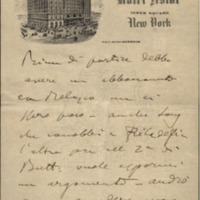 Lettre de Giacomo Puccini à Tito II Ricordi, 1906-2-18