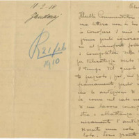 Lettre de Riccardo Zandonai à Giulio Ricordi, 1910-2-18