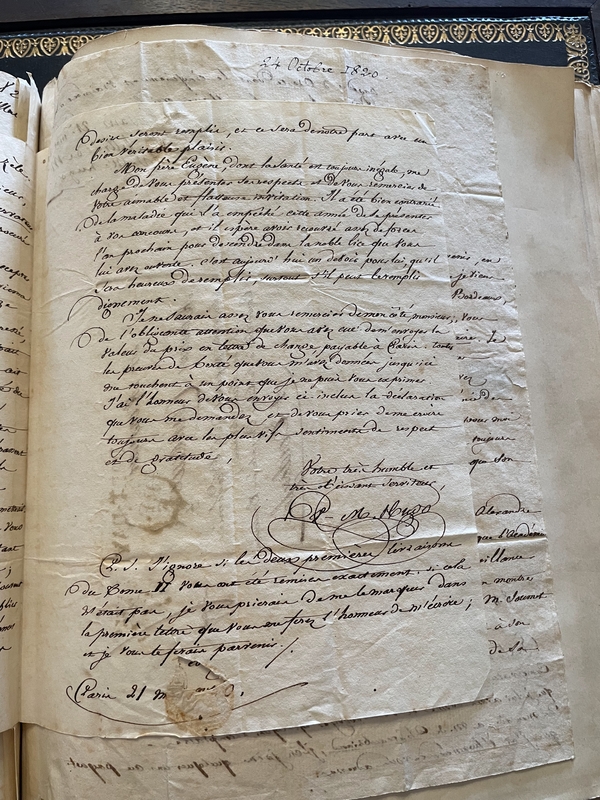 Lettre de V. Hugo à Mr Pinaud, Paris, 21 mai 1820 Lettre de V. Hugo à Mr Pinaud, Paris, 21 mai 1820