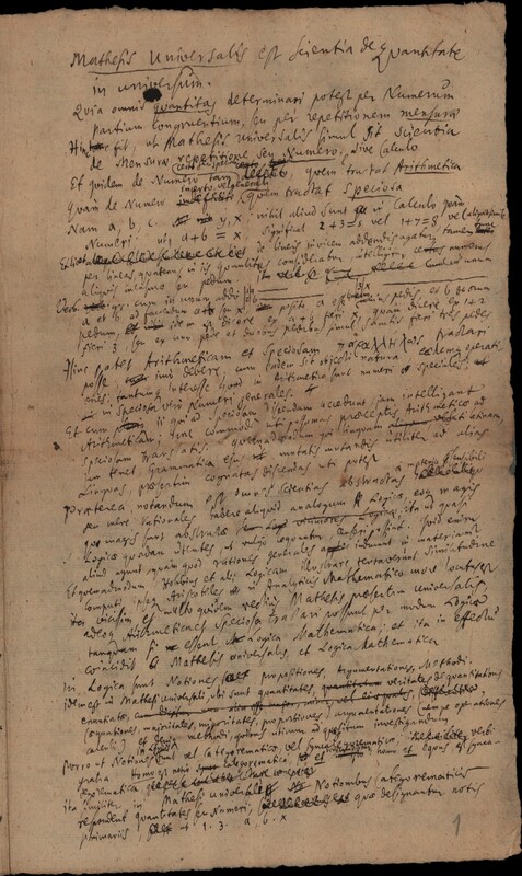 Mathesis Universalis (LH 35, 1, 30, fol. 1-8)